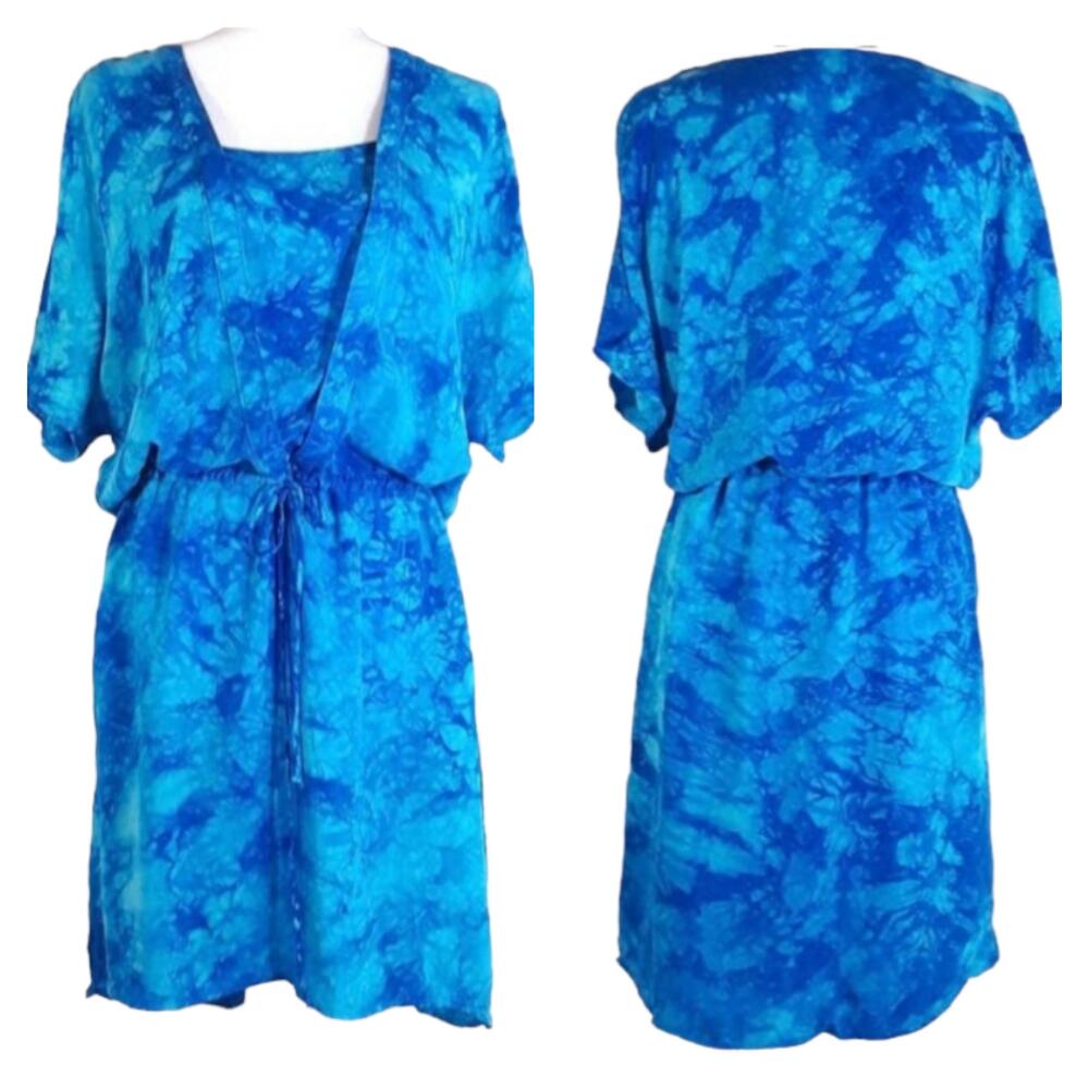 C & C California   Batik Hi-Low Hem Dress  Lg  NWT